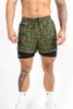 Shorts masculinos 2024 Sorto de fitness Camuflagem dupla com base na base americana no joelho atletismo de basquete