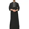 Ethnic Clothing Man Kaftan Robe Muslims Long Shirt Thobe Loose Casual Middle Sleeve