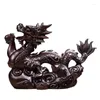 Figurines décoratives Ébène Dragon sculpté Decoration Zodiac Home salon bureau Bureau de bureau