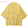 Vêtements ethniques Plus taille xxs-6xl 5xl 4xl Jaune Green Streetwear japonais Cardigan Femmes Men Harajuku Haori Kimono Top Yukata Tao