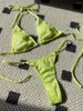 Swimwear femminile Shiny Bikini 2024 Donne Bling Bling Viole Verro Verde Orange Push Up Micro Swimsuit Summer Bareding Abita