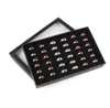 Storage Boxes Bins Black Velvet Ring Display Box Transparent Window Show Cover 36 Slots Earring Jewelry Holder Organizer8860610