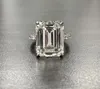 Luxury 100 925 Sterling Silver Created Emerald Cut 4CT Diamond Wedding Engagement Cocktail Women Rings Fine Jewelry Whole2734236
