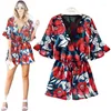 Party Dresses S-5xl Plus Size Casual Women Summer Fashion Midja Slim Print Clothing Vestidos Extra stor elegant chiffong