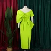 Robes de fête femme robe verte d'été élégante fille sexy gros arc divisé bodycon 2024 vestidos tendance mujer primavera verano