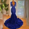 ブラックガールズのための見事な青いウエディングドレス