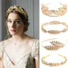 Tiaras Greek Gold Color Leaf Bandons de mariée Accessoires de cheveux de mariage pour femmes