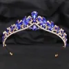 Tiaras coréen Sweet Red Green Blue Crystal Tiara For Women Wedding Birthday Party Robe Elegant Queen Bridal Bride Crown Bandband