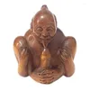 Dekoracyjne figurki Z030 - 2 "Ręcznie rzeźbiony japoński bukszpan netsuke starszy człowiek rzeźba figurka figurka małe ozdoby