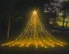 Feestbenodigdheden led pentagram waterval licht kersthangende boomlicht stromend water buiten tuin afstandsbediening zonnebrandlichten 9029258