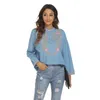 Women's Blouses Eaeovni Summer Boho Embroidered Mexican Shirts Long Sleeve Casual Tops Blouse Denim Peasant