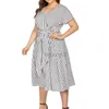 Basic Casual Dresses Designer Jurk Spring/Summer grote damesjurk lange rok zonneschijn linnen streep print casual die op grote maat jurk