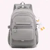 School Bags College Student Rucksack Large Capacity Casual Book Simple Nylon Solid Color Multifunctional With Pendant For Teenage Girls