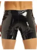 Shorts masculinos S-5xl Wet Look PVC Pantalones Corttos HOMBRE brilhante PU couro de jeans curto zíper lateral Men tight Men Board Bermuda Boxer