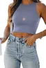 Dames t-shirt sexy tees zomer nieuwe mouwloze ronde nek I-vormige korte vaste stofvest t-shirt vrouwen plus size tops