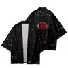 Ubranie etniczne letnie para kobiet mężczyzn Haori Yukata Streetwear Casual Cartoon Eye Printed Black Kimono Beach Shorts