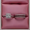 Luxo feminino branco AAA Zircão Anel de casamento Conjunto de moda 925 Silver Chiled Jewelry Promise Anéis de noivado para Women6374682