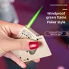Green Flame Ace Card Metall Winddichte Zigarette hellere Spielkarte Jet Torch Turbo -Raucherzubehör Poker leichter