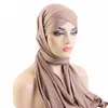 Etnisk klädpanna Cross Hatt med halsduk Instant Hijab underscarf Bonnet Cap muslimska kvinnor Långt sjal Wrap Veil Amira Headscarf Ramadan