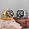 Bands Anneaux juifs Hexagonal David Star Star en acier inoxydable Mentille Punk Hip Hop Mens Bicycle BIELRIE CRÉATIVE CRÉATIVE GRANDE J240429