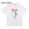 RHUDE Shirt Designer T-Mens T-Shirt Mode losen Kurzarm Sommerkleidung Vintage Hemden Frauen US-Größe S-XL Hochqualitäts-T-Shirts Kausale