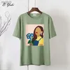 T-shirt pour femmes Blesyuki personnage esthétique T-shirt imprimé Femme Summer Nouveau Harajuku Coton doux T-shirt Womens Kawaii Vintage O-Neck TOPWX