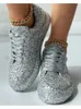 Scarpe casual 2024 Sneaker da donna Donne Silver Silver Bella Piattaforma Vulcanizzata traspirante Bling Spring Autumn