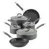 Cookware Sets Hard Anodized Nonstick Set With Glass Lids & Stainless Steel Handles 10 Piece Gray