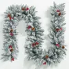 Decorative Flowers 2.7m Christmas Flocking Rattan Garland Artificial Snow Xmas Tree Door Window Fence Decorations Home Party Decor