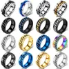 Bandringe Druck RFOR Angst Relaxation Edelstahl Drehkette Zappel Metallrotatoren Herren Rjewelry Anillos de Humbres J240429