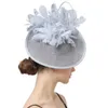 Chapéus de balde largura Chapéus de balde Mulheres penas chapéus de milinery imitação fascinadora sinamay derby kentucky caps no noivo casado