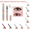 Make -up 9 Styles Selfadhäsive Eyeliner Stiftkleber Magnetisch für falsche Wimpern wasserdichte Augen Liner Stift Top Quality6552668