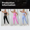 Joga Podstawowa 2PCS bezproblemowy zestaw na wysokim rozciągu Siłownia Crisscross Back Cami Hip Hugging Blobing Leggings 240425