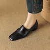 Chaussures décontractées Retro Flats Roman Style Womens ’Daily Slip on Weave Cowhide Lady Ferm Ferm Feme Femme Vintage plate