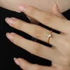 Cluster anneaux Amaiyllis 18k Gold Simple Set White-Green Zircon Index Ring Fashion Bijoux Plain pour femmes