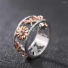 Clusterringen 1 stks Verkoop 7-8-9 Rose Gold Flowers Ring Fashion Hollow Design Two-Color Ladies 'Precious Jewelry Gifts