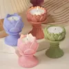 Keychains 652F Lotuses Candle Holder Silicone DIY Flower Candlestick Concrete Molds Flowerpot Plasters Mould Jewelry Storage Bowl