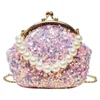 Сумки на плече UOSC Женская сумка 2024 модные блески ужин с перла