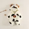 Baby Winter Super Cute Cow Thicked Out Oute Piece Romper Cute Born Warm Lamb Wool Chugging Clothes 240428