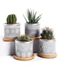 4In Set 295Inch Cement Succulent Planter PotsCactus Plant Pot Indoor Small Concrete Herb Window Box Container With Bamboo Y200729805311