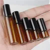 Speicherflaschen 5pcs ätherische Ölrolle 1/2/3/5/10 ml Bernsteinglaskugeln Fläschchen Rollen auf Behälter für Parfüm