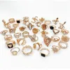 50st/Lot Vintage Heart Farterfly Crown Rhineston Rings for Women Mix Gold Color Snake Geometry Finger Ring Party Jewelry Gift 240414