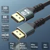 DisplayPort 1.4 Kabel 8K DP -kabel 60Hz Hög hastighet HDR Video Audio Cables för HD TV -bärbar datorprojektor Monitor PS4 PS5