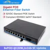 Poe Switch Gigabit 8port 10/00/1000Mbps 8xpoe+1x1GB SC Uplinks Fiber Media Converter 48VDC Industriële aggregatieschakelaar