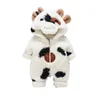 Baby Winter Super Cute Cow Thicked Out Oute Piece Romper Cute Born Warm Lamb Wool Chugging Clothes 240428