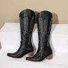 Boots Blxqpyt Cowboy Leather Femmes Chaussures hiver