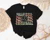 Women's T Shirts Retro Volleyball Shirt Groovy T-Shirt Cool Game Day Gift For Player Short Sleeve Top Tees Cotton Y2k