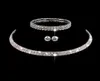 Silver Color Circle Crystal Bridal Bijoux Ensembles de perles africaines Collier de mariage en strass Boucles d'oreilles Bracelet pour femmes5560652