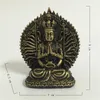 Dekorativa figurer kinesiska fengshui tusenhand guan yin buddha staty harts snidning kwan skulptur hem dekoration