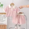 Zestawy odzieży Ubrania dziewcząt Summer 2024 Dzieci Bawełny koszulki Polo Krótkie spodnie 2PCS Tracksuits for Baby Sports Suit Kids Krótki strój